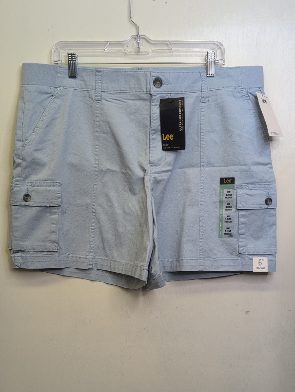 Lee Pale Blue Utility Cargo Shorts 18 NWT